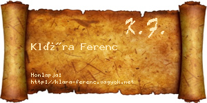 Klára Ferenc névjegykártya