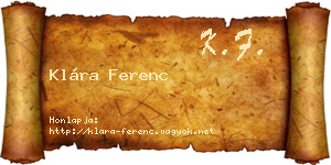 Klára Ferenc névjegykártya