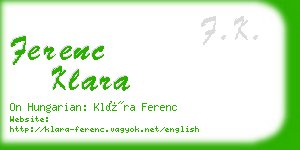 ferenc klara business card